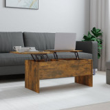 Masuta cafea Gossi stejar fumuriu 102x50.5x46.5 cm lemn prelucrat, 2 compartimente, ridicare