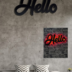 Decoratiune luminoasa LED, Hello, MDF, 60 LED-uri, Rosu