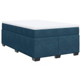 Cumpara ieftin Pat box spring cu saltea, albastru inchis, 120x200 cm, catifea