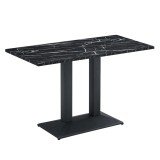 Cumpara ieftin Masa sufragerie, bistro metal negru DTD marmorat Rinaldo 120x60x75 cm