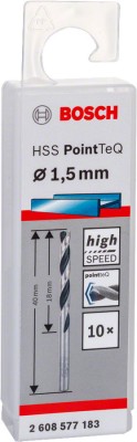 Set 10 burghie metal HSS PointTeQ, 1.5x18mm Bosch foto