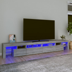 Comoda TV cu lumini LED, gri sonoma, 260x36,5x40cm GartenMobel Dekor foto