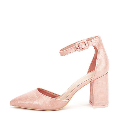 Pantofi roz somon cu imprimeu Larra 02 foto