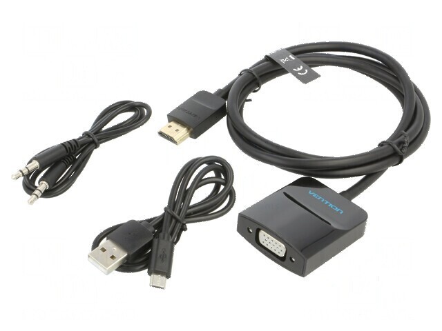 Convertor HDMI la VGA 1m negru, carcasă ABS