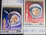 Coreea 1988 cosmos astronauți Gagarin și Tereshcova serie 2v. nestampilata, Korea 1988