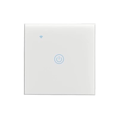 Intrerupator smart wifi, tuya smart life, touch, Home Light Switch cu control vocal APP, wi-fi 2, 4GHz+bluetooth,1 buton, N+L, amazon alexa si google foto