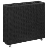 Strat &icirc;nălțat grădină, 4 ghivece, negru, 80x22x79cm, poliratan