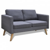 Gossi canapea cu 2 locuri, material textil, gri inchis