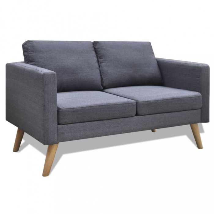 Gossi canapea cu 2 locuri, material textil, gri inchis