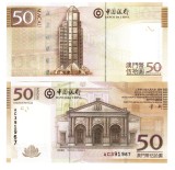 Macao 50 Patacas 2008 P-109 UNC, Banco da China - Bancnota Macao Editie Limitata 08.08.2008