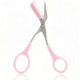 Cumpara ieftin Foarfeca pentru conturarea sprancenelor, roz, 12.7 cm, cu pieptene integrat, foarfeca pentru tuns si modelare precisa a sprancenelor