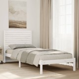 vidaXL Cadru pat foarte lung fără saltea, alb, 90x220 cm lemn masiv