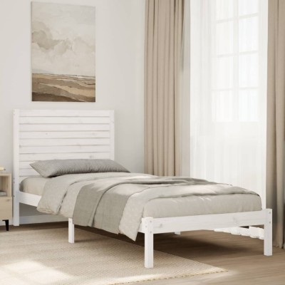 vidaXL Cadru pat foarte lung fără saltea, alb, 90x220 cm lemn masiv foto