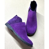 Ghete din piele naturala intoarsa cu talpa joasa Edna Purple