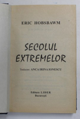 SECOLUL EXTREMELOR de ERIC HOBSBAWM foto