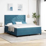 vidaXL Pat cu arcuri cu saltea Albastru &icirc;nchis 180 x 200 cm Catifea 3343398
