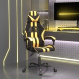 Cumpara ieftin Scaun de gaming pivotant, negru și auriu, piele ecologică
