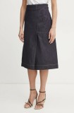 Victoria Beckham fusta culoarea albastru marin, midi, evazati, 1125DSK006000B