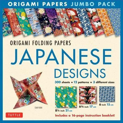 Origami Folding Papers Jumbo Pack: Japanese Designs: 300 Origami Folding Papers in 3 Sizes (6 Inch; 6 3/4 Inch and 8 1/4 Inch) and a 16-Page Book foto