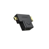 Adaptor MICRO HDMI+MINI HDMI M- HDMI F, UGREEN 20144 (negru)