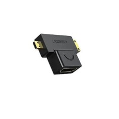 Adaptor MICRO HDMI+MINI HDMI M- HDMI F, UGREEN 20144 (negru)