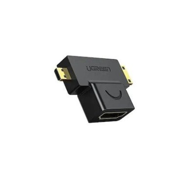 Adaptor MICRO HDMI+MINI HDMI M- HDMI F, UGREEN 20144 (negru) foto