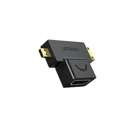 Adaptor MICRO HDMI+MINI HDMI M- HDMI F, UGREEN 20144 (negru)