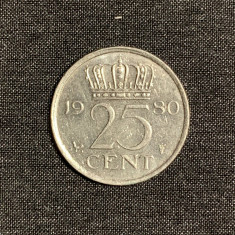 Moneda 25 cenți 1980 Olanda