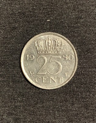 Moneda 25 cenți 1980 Olanda foto