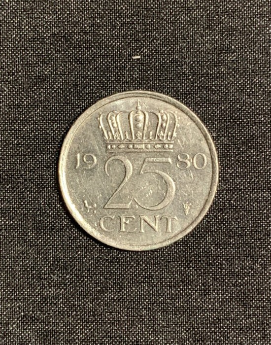 Moneda 25 cenți 1980 Olanda