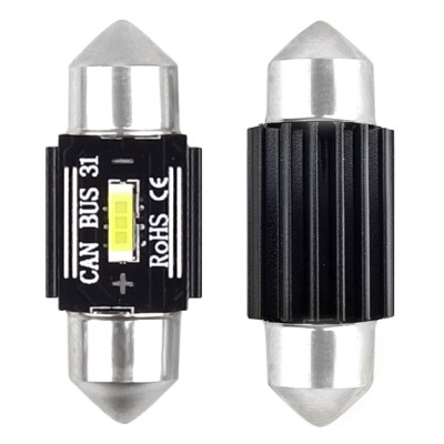 Set 2 becuri auto Amio LED UltraBright, C5W SV8.5-8, 1 SMD 1860, 2.9W, 31mm, Canbus, 12-24V, leduri alb sofit Festoon foto