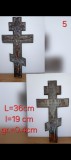 Cruce Ortodoxă Rusească din Bronz, sec. XIX, 36 cm, piesă veche autentică