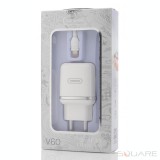 Incarcatoare Retea Tranyoo, V60, Fast Charge Kit, 2 x USB + Lightning Cable, White