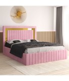 Pat Tapitat Ianis Roz + Saltea Lux Ortopedica 160x200cm