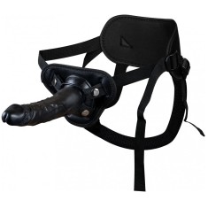 Strap-on Rocky cu Dildo Realist, PVC, Negru, 24 cm