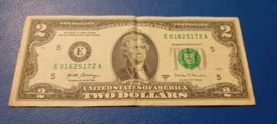 Bancnota 2 Dollar 2017 Seria E01625172A Jefferson foto