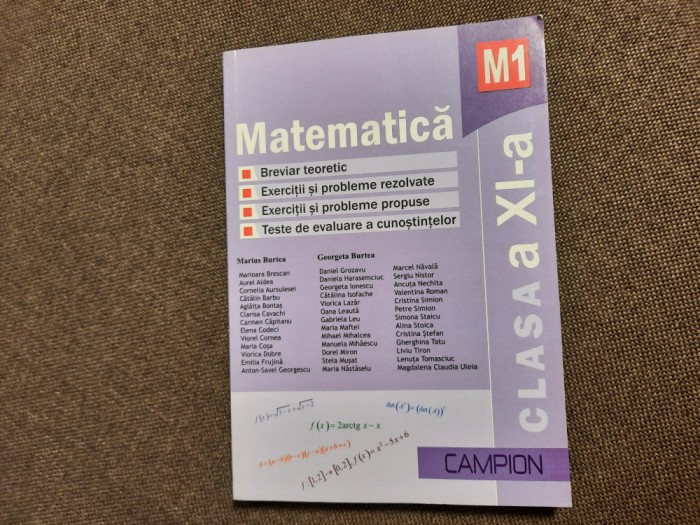 MATEMATICA BREVIAR TEORETIC CU EXERCITII SI PROBLEME REZOLVATE CLASA A XI A BURT