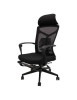 Scaun ergonomic cu suport picioare AB097, mesh, suport lombar, spatar rabatabil, 120 kg, negru