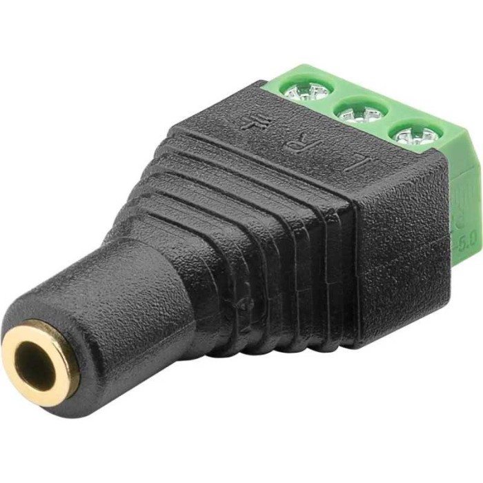 Adaptor bloc terminal cu 3 pini tip regleta cu surub la Jack 3.5 mm