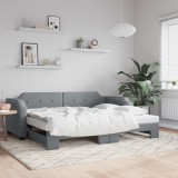 Cumpara ieftin Pat de zi cu extensie, gri deschis, 100x200 cm, textil