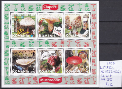 2008 Ciuperci LP1792b Bl.418 MNH Pret 13+1 Lei foto