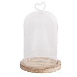 Cumpara ieftin Platou decorativ lemn cupola sticla &Oslash; 12x19 cm