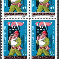 ROMÂNIA 1980 - LP 1016 - ZIUA POMPIERILOR - SERIE MNH BLOC X4