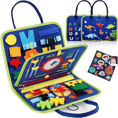 Carte Senzoriala Educativa Montessori, Flippy, Dezvoltare Abilitati Motorii, 3 Pagini, Model Literele, 28x22x7 cm, Albastru foto