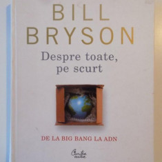 DESPRE TOATE PE SCURT , DE LA BIG - BANG LA ADN - SCURTA ISTORIE de BILL BRYSON , 2008 * DEFECT COTOR
