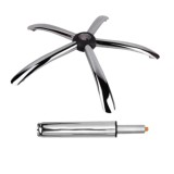 Cumpara ieftin Set baza pentru scaun directorial, 60 cm si cilindru piston, gaz, pentru scaune birou, argintiu, 35 cm