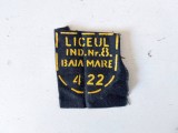 Numar matricol scolar ecuson anii 80, Baia Mare, LICEUL IND. Nr. 8.
