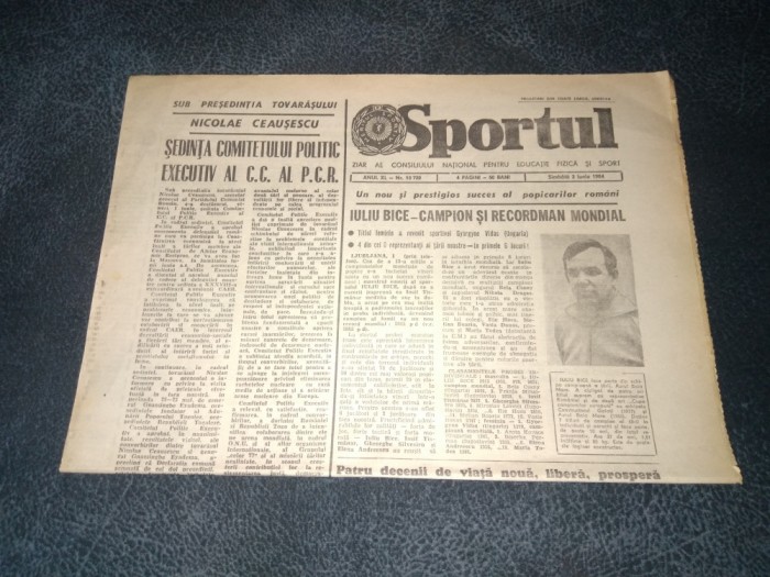 ZIARUL SPORTUL 2 IUNIE 1984