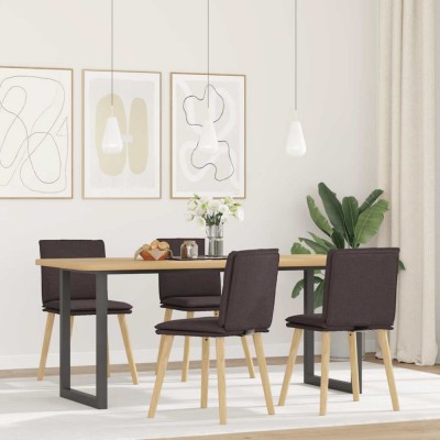 vidaXL Scaune de bucătărie, 4 buc., maro &amp;icirc;nchis, material textil 3315359 foto