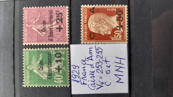 1929-Franta-YT=253-255-3 val.-compl.set-MNH-YT=+285 E